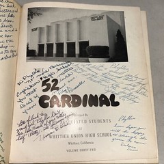 1952 Vintage Yearbook Cardinal Whittier Ca with ephemera