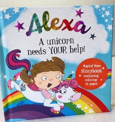 Personalized Unicorn Storybook – „Alexa” – Magical Name Book & Coloring Pages