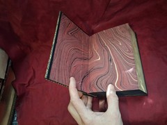 Chaos-Tom O’Neill-FORE EDGE PAINTING Leather Red Gold Skull One-of-a-Kind Manson