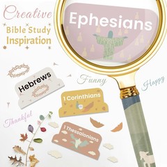 Bible Tabs with Unique Stickers, Laminated Bible Tabs for Women & Men, Christian