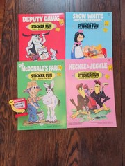 VTG Lot of 4 Sticker Fun Color & Activity Books 1978 Prestige Books Inc cartoons