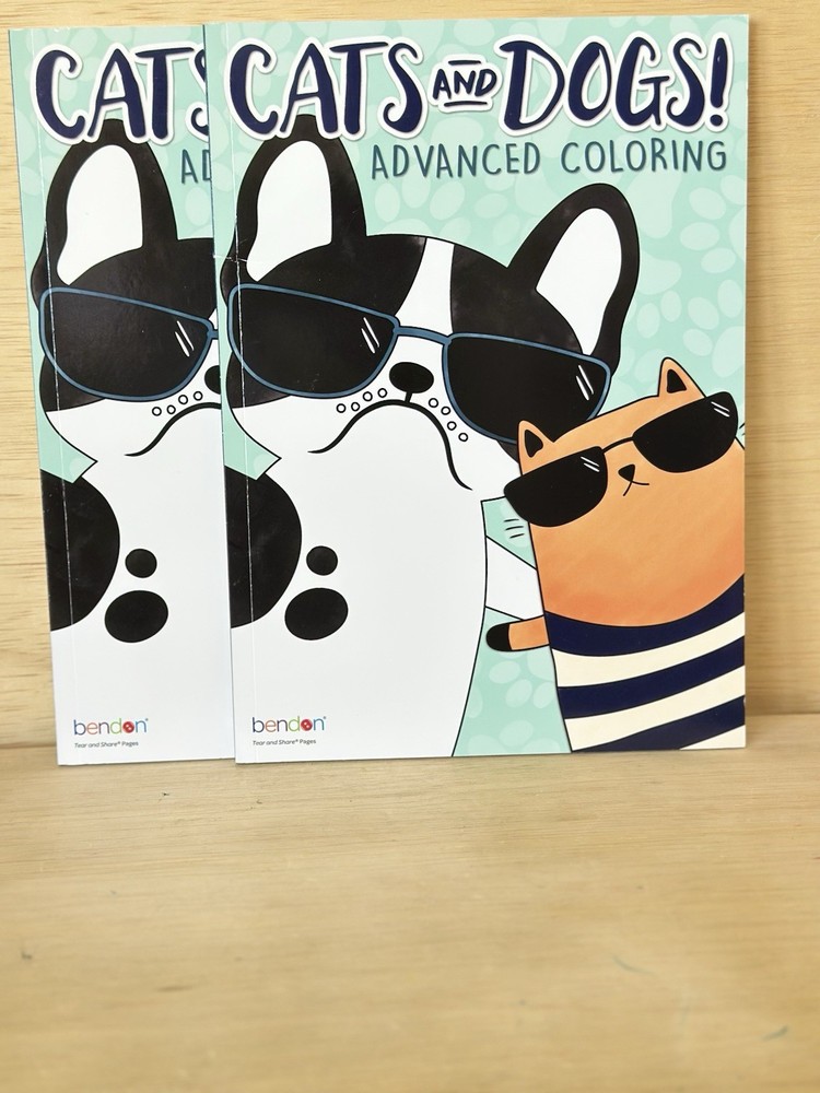 2-Bendon Cats And Dogs Advanced Coloring Book Tear & Share 40 Pages Ea