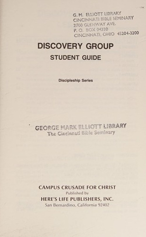 Discovery Group The Discipleship Series, Volume 1 Campus Crusade