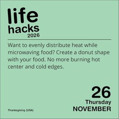 Life Hacks 2026 Day-to-Day Calendar