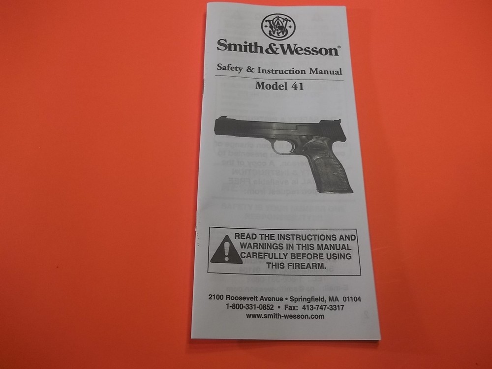 SMITH & WESSON MODEL 41 PISTOL SAFETY & INSTRUCTION MANUAL, 31 Pages of info
