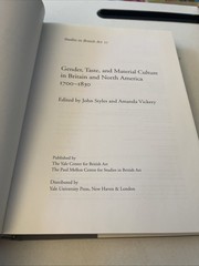 Gender Taste and Material Culture in Britain & North America ART HISTORY