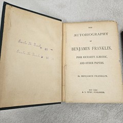 Autobiography Of Benjamin Franklin & Other Papers Set Of 2 Vintage Hardcover
