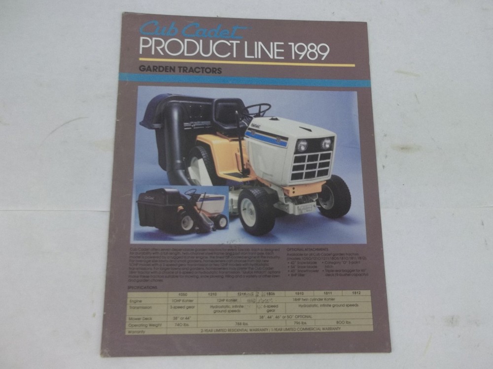 Cub Cadet Product Brochure 1050 1210 1211 1806 1810 1811 1812 1772 1872 2072