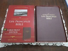 NASB Charles Stanley Life Principles Bible- Large Print INDEXED Burgundy LS-RARE
