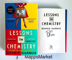 SIGNED Lessons in Chemistry by Bonnie Garmus WATERSTONES HC 1/2 ~STENCILED EDGE