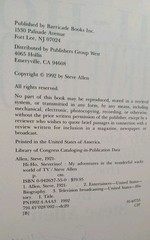 Hi-Ho, Steverino! by The Late Comedian Steve Allen SIGNED/Autographed HC/DJ 1992