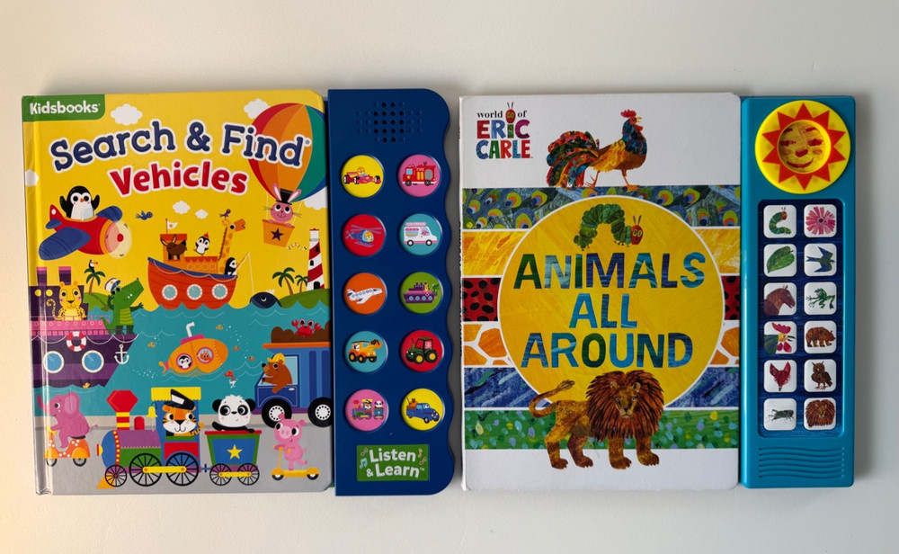 Two Sound Books Animals All Around & Search and Find Vehicles