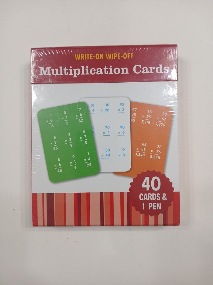Multiplication Flashcards Write & Wipe 40 Cards with Dry Erase Pen Learning