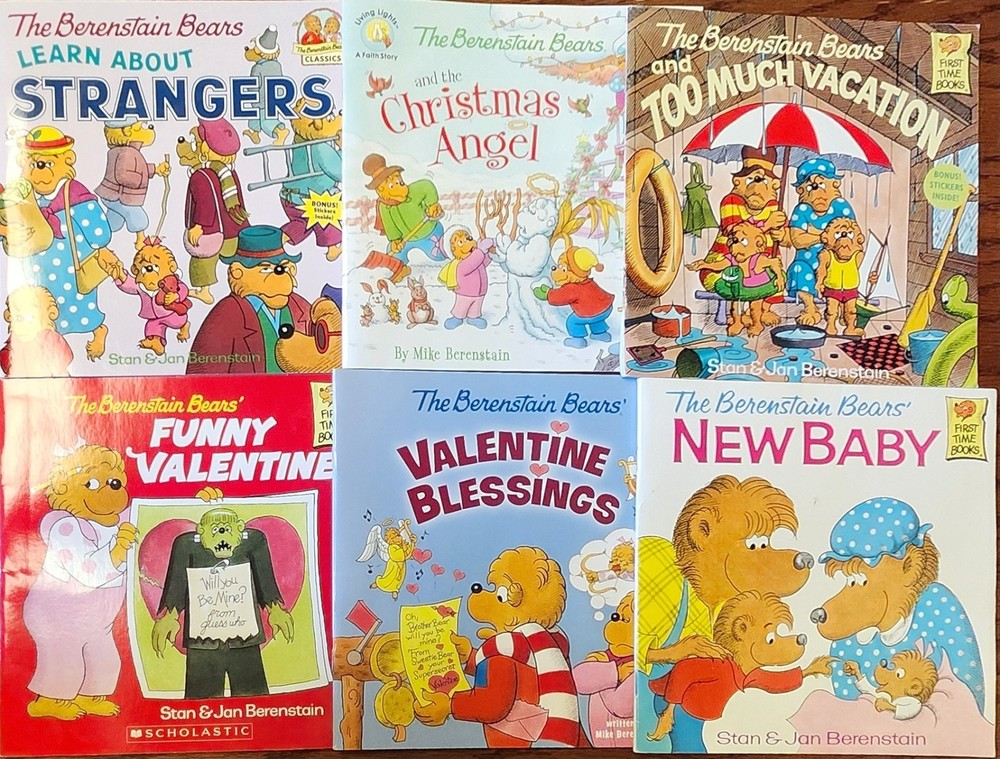 Berenstain Bears Book Lot of 6 Vintage Mixed Titles PB Holiday Vacation New Baby