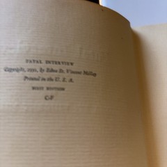 Edna St Vincent Millay / Fatal Interview 1st Edition 1931 Excellent HC