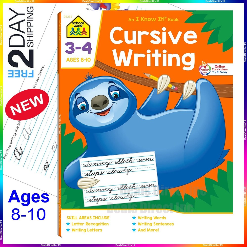 cursive writing practice handwriting book workbooks for Kids Beginners Grade 3 4