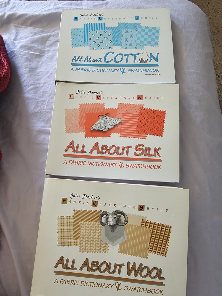 All About Wool /Cotten /Silk by Julie Parker Paperback 3 Book Set All SwatchesVG