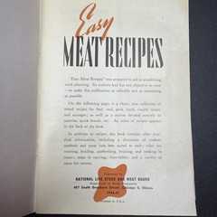 Vintage „Easy Meat Recipes” Cookbook 1940’s 39 pages beef pork lamb