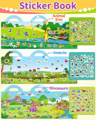 Reusable Sticker Book for Toddlers – Animals, Dinosaurs, Insects, Ages 3+
