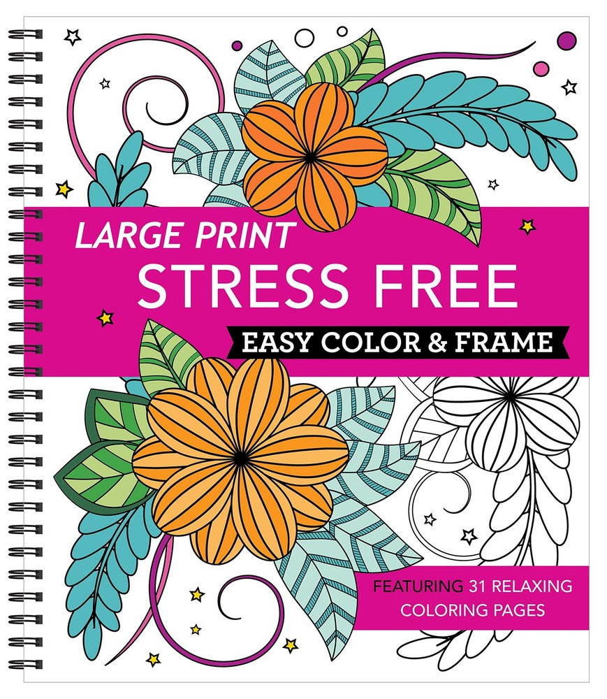 Large Print Easy Color & Frame – Stress Free: Adult Coloring Book with 31 De…