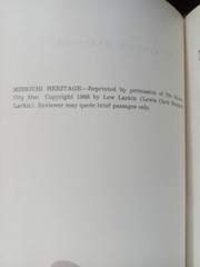 MISSOURI HERITAGE LEW LARKIN 1ST. 1968 SIGNED (PBK) VERY GOOD CONDITION