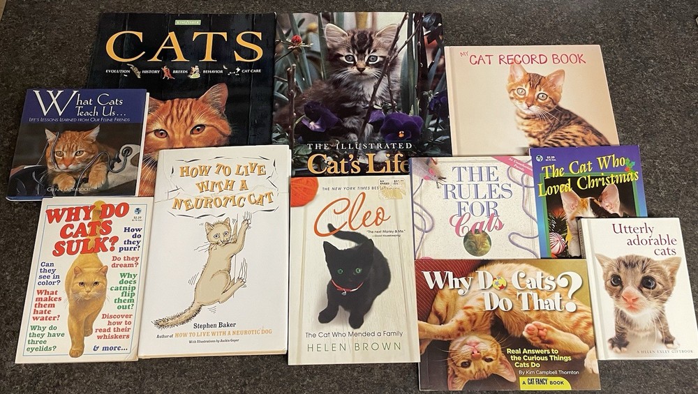 Lot of 11 Cat Lover Books Record Book Rules for Cats Illustrated Cleo Plus More!
