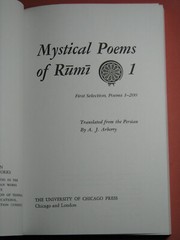MYSTICAL POEMS OF RUMI 1 & 2 Jalal al-Din Rumi Translated A.J. Arberry 1991 PB