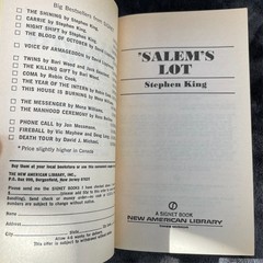 Salems Lot Stephen King 1976 Signet First Printing Horror Vampire Paperback