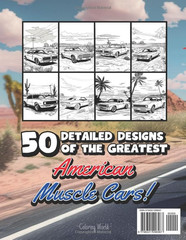 American Muscle Cars Coloring Book: Vintage Sports Cars and Iconic Landscapes of