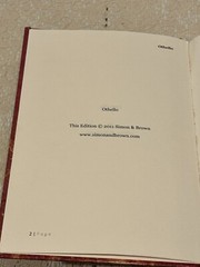 Othello by William Shakespeare, 2011 Hardcover book, Simon & Brown