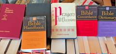 MINISTER’S BIBLE & BOOK LOT J4: 4 Bibles/Theology/History/Reference/Sermons WOW
