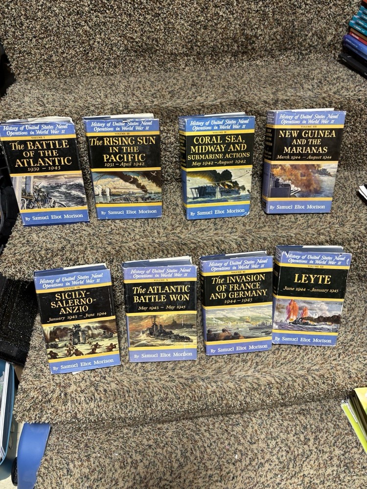Lot Of 8 History Of United States Naval Operations In WWII 1, 3, 4, 7, 9-12