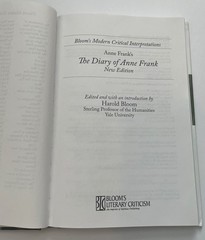 The Diary Of Ann Frank Hardcover Harold Bloom Critical Interpretations