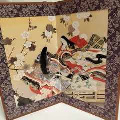 The Tale of Genji Foil Stamped 2-Folding Screen 23×26 inches