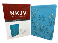 NKJV Giant Print Holy Bible Aqua Teal Embossed Imitation Leather BRAND NEW!!!!!!