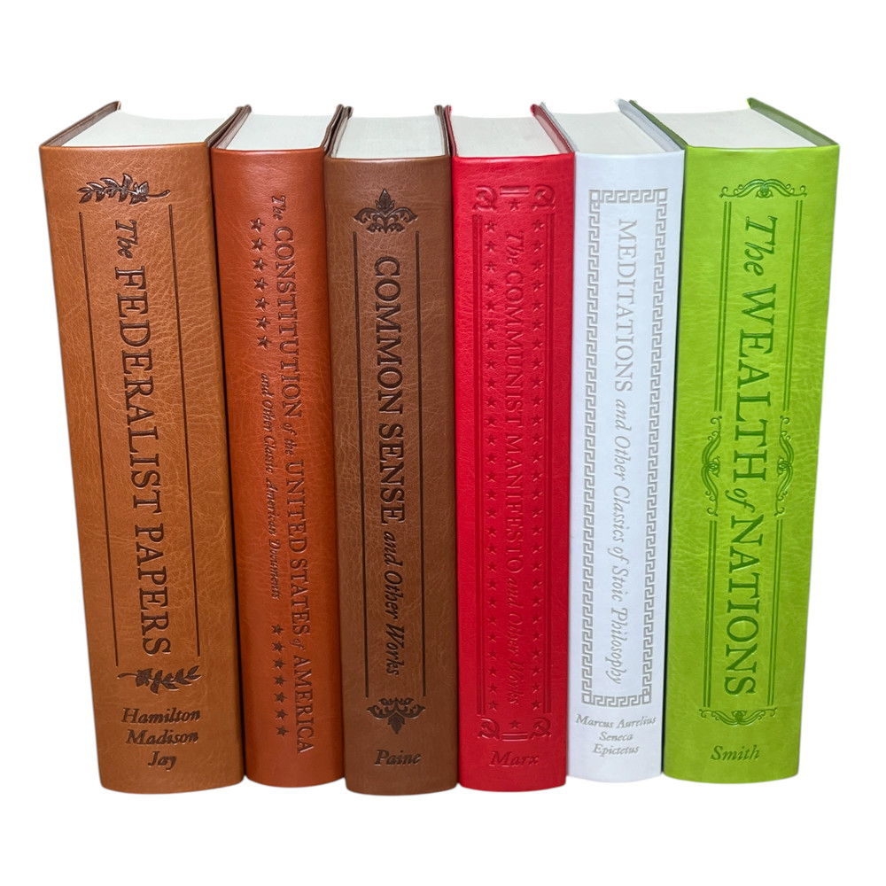 Set of 6 COMMON SENSE, FEDERALIST PAPERS, CONSTITUTION, MEDITATIONS +2 Leather