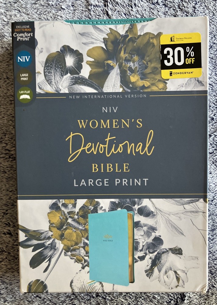 Niv, Women’s Devotional Bible, Large Print, Leathersoft, Teal, Comfort Print