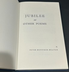 Jubilee and Other Poems, Peter Henniker-Heaton 2nd Ed HC 1971 Christian Science