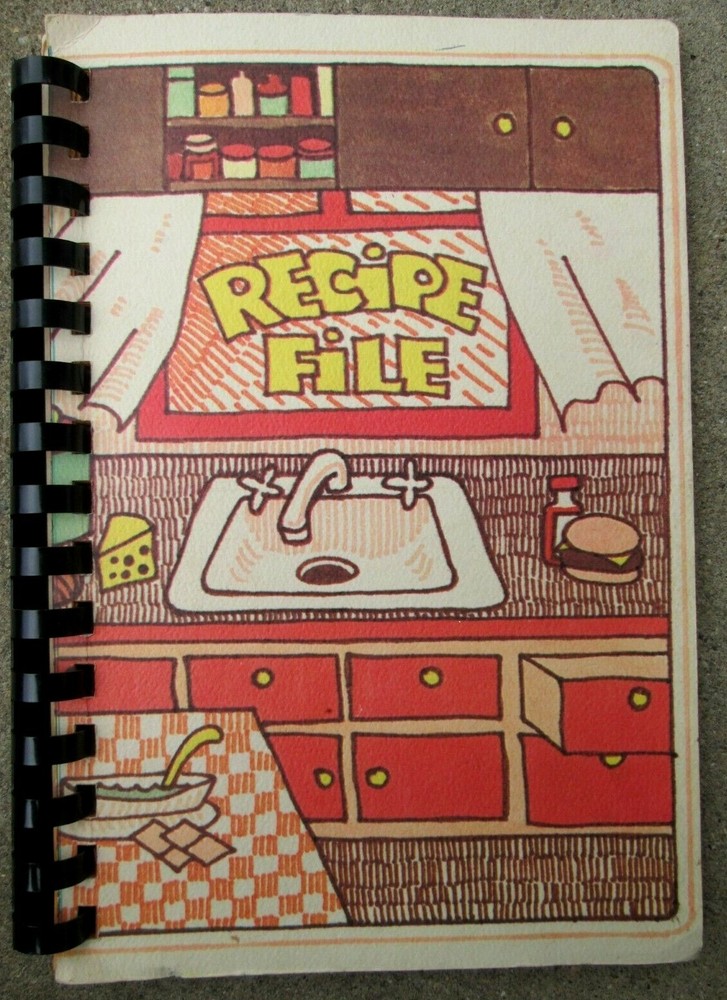 Vintage 1970’s Unbranded Recipe File/ Holder Plastic Spiral Binding EUC