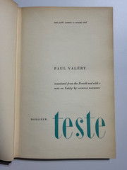 Monsieur Teste by Paul Valery FIRST AMERICAN EDITION (1947, Hardcover) A. Knopf