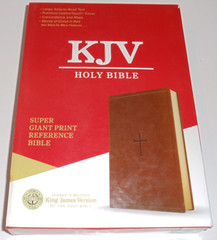 KJV Bible, Large Super Giant Print 16-Pt, Brown Leather-Touch King James Version