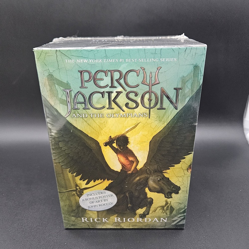 Percy Jackson and the Olympians 5 Book Paperback Boxed Set (w/poster) New Sealed