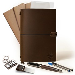 WANDERINGS A5 Travelers Notebook Bundle – 6″ x 8.5″ (15 x 22cm) – Genuine Lea…