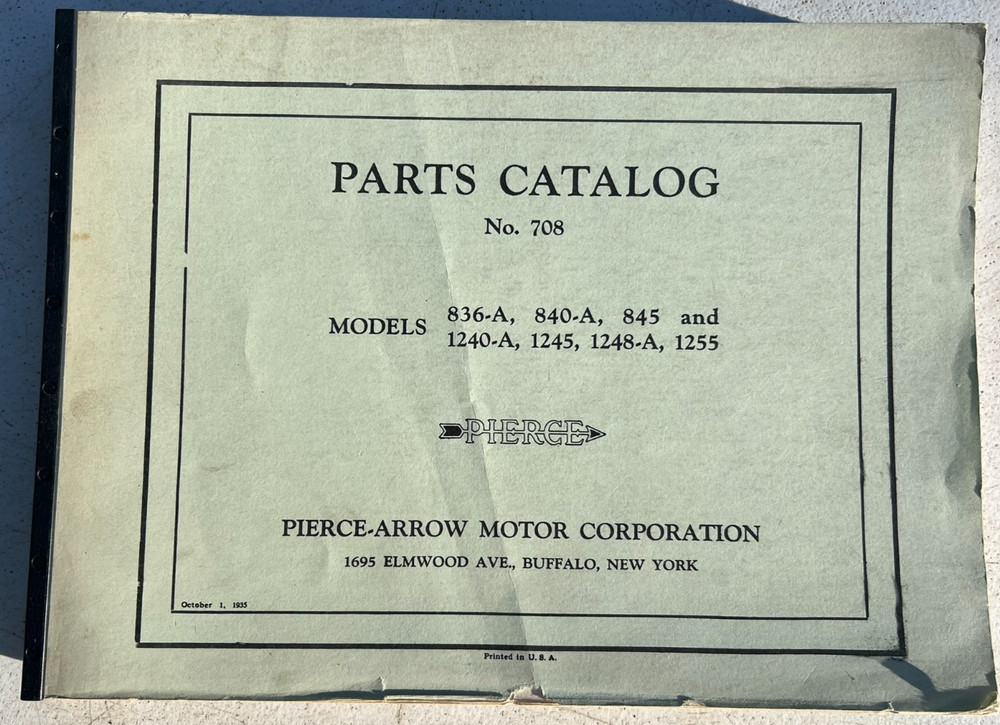 PIERCE ARROW 708 PARTS CATALOG SHOP SERVICE MANUAL AUTO REPAIR 1935 231pg