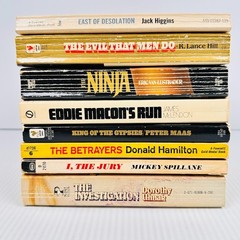8x Vtg PB Action, Suspense, Thriller, Mystery Novels Various Titles & Authors
