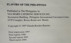 Flavors of the Philippines by Glenda Rosales-Barretto, 2004 3rd Reprint