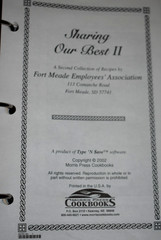 Sharing Our Best II Cookbook Binder Ft. Meade, VA 2002 Morris Press