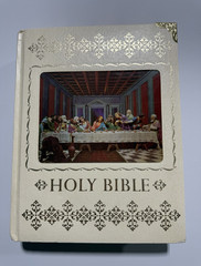 Holy Bible Hardcover Illustrated Gilded Page Edges Last Supper Cover Art