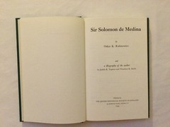SIR SOLOMON DE MEDINA By Oskar K. Rabinowicz – Hardcover