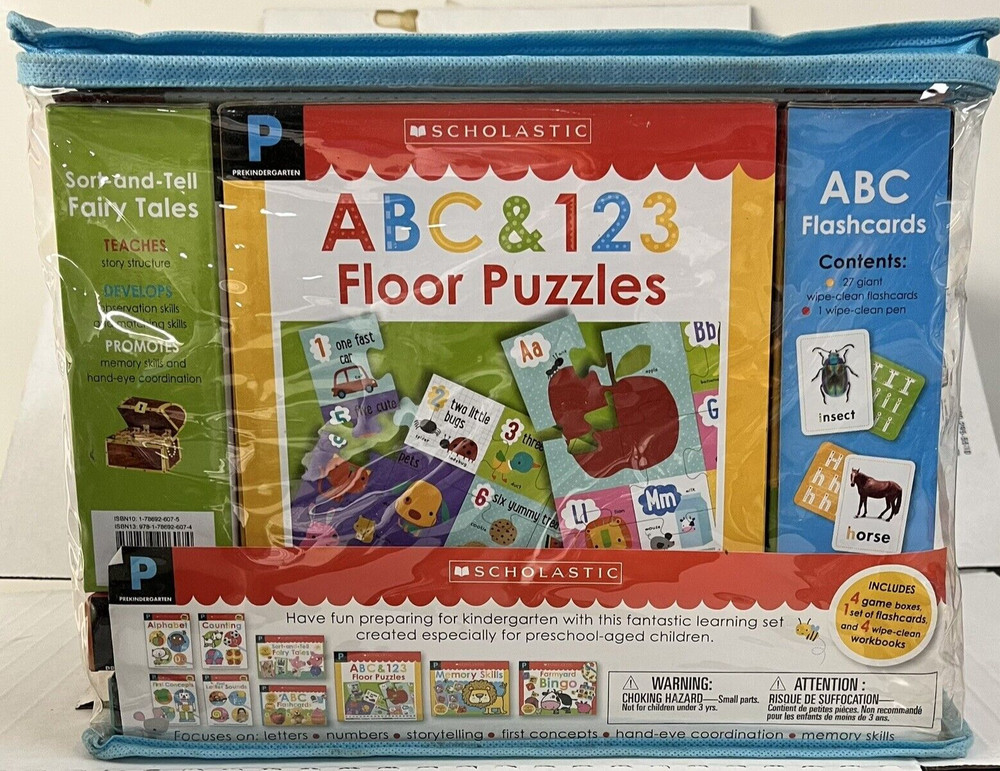 Pre K Early Learning Set 4 Games, 1 set of Flashcards, 4 Wipe Clean Books